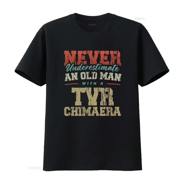 T-shirt drôle « N'underestimatez jamais un vieil homme avec une TVR Chimaera », vintage, délavé, hom