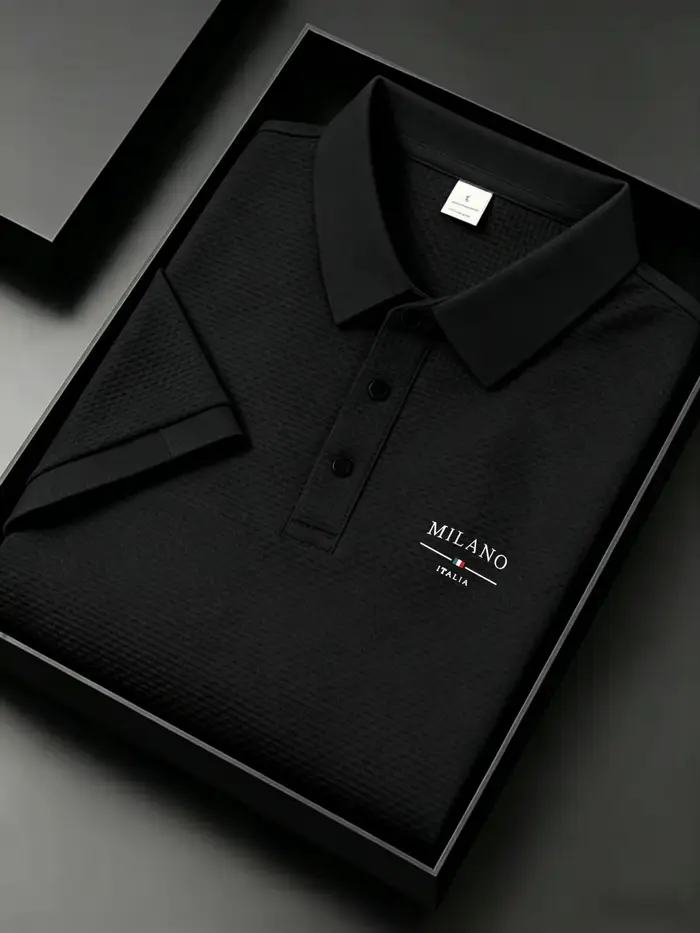 Polo jacquard pour homme Milano Italia, respirant, séchage rapide, décontracté, pour le quotidien et