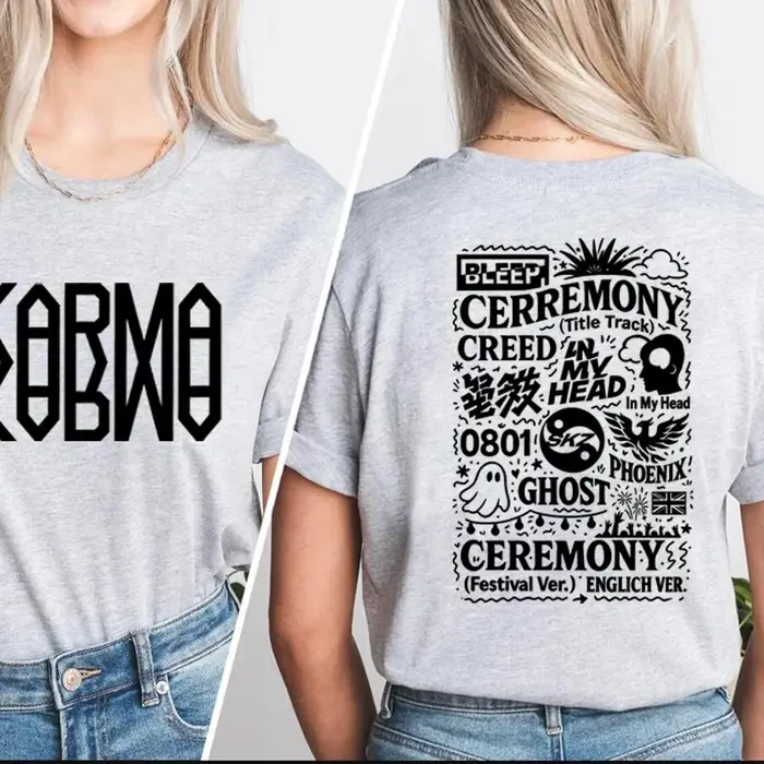 Kpop Karma Track List T-Shirt femmes hommes coton col rond imprimé