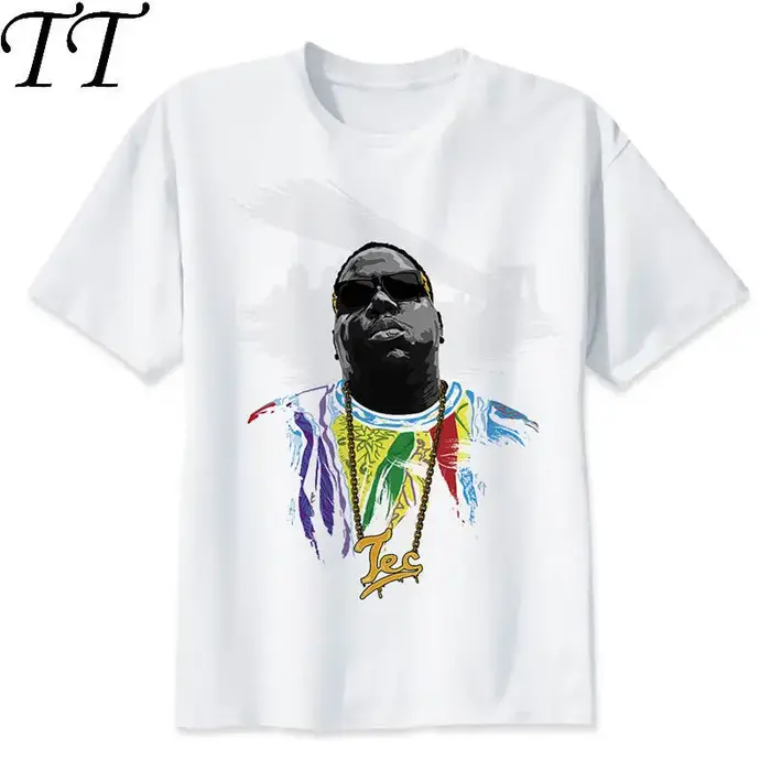 Biggie-T-shirt imprimé à col rond pour homme, à la mode, M8083