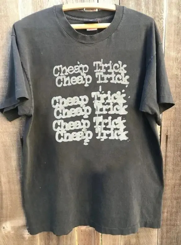 T-shirt unisexe vintage avec logo Cheap Trick, couleur charbon, pour hommes et femmes