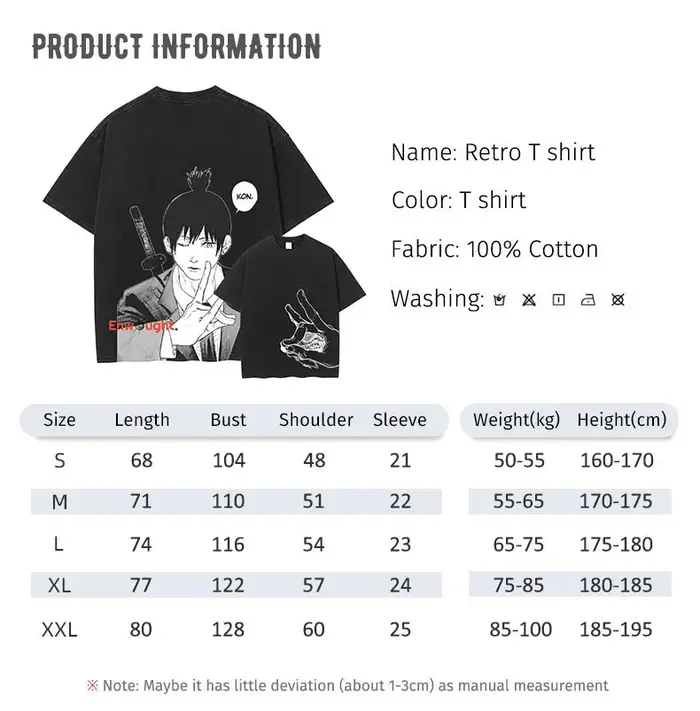 Hayakawa Aki T-shirt Anima Makima Denji Vintage lavé hauts t-shirts tronçonneuse démon manches courtes Manga graphique