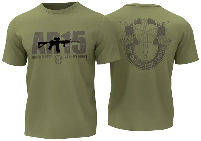 AR15 fusil d'assaut armée américaine béret vert T-Shirt 100% coton col rond été à manches courtes dé
