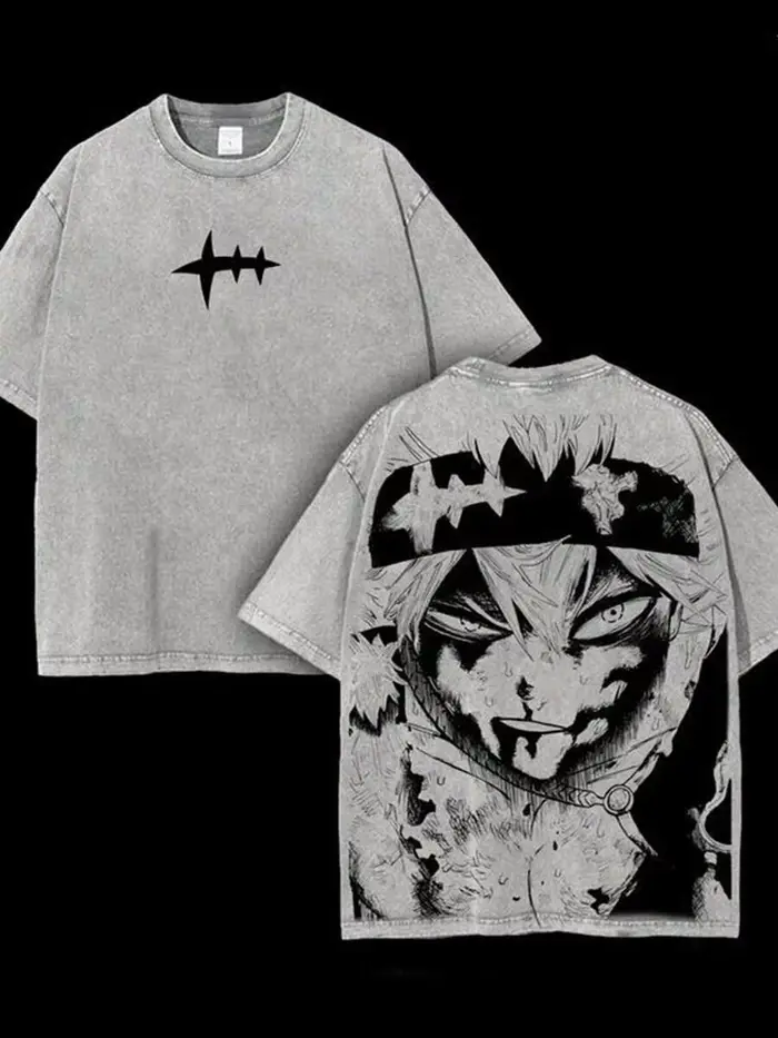 Asta imprimé T-shirt Anime trèfle noir vêtements hommes à manches courtes coton t-shirts Vintage sur