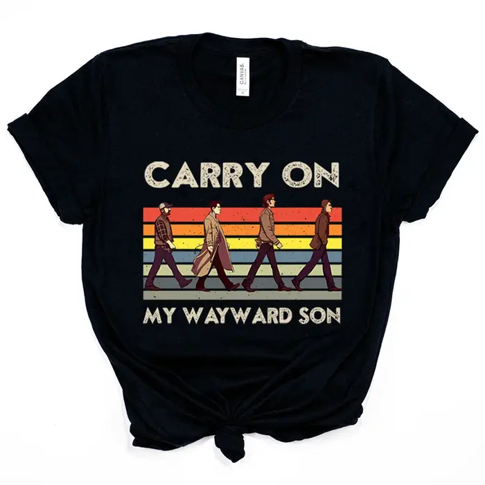 Surnaturel continuer mon fils vers le chemin T-Shirt Vintage Sam et Dean Winchester Brothrs chemise