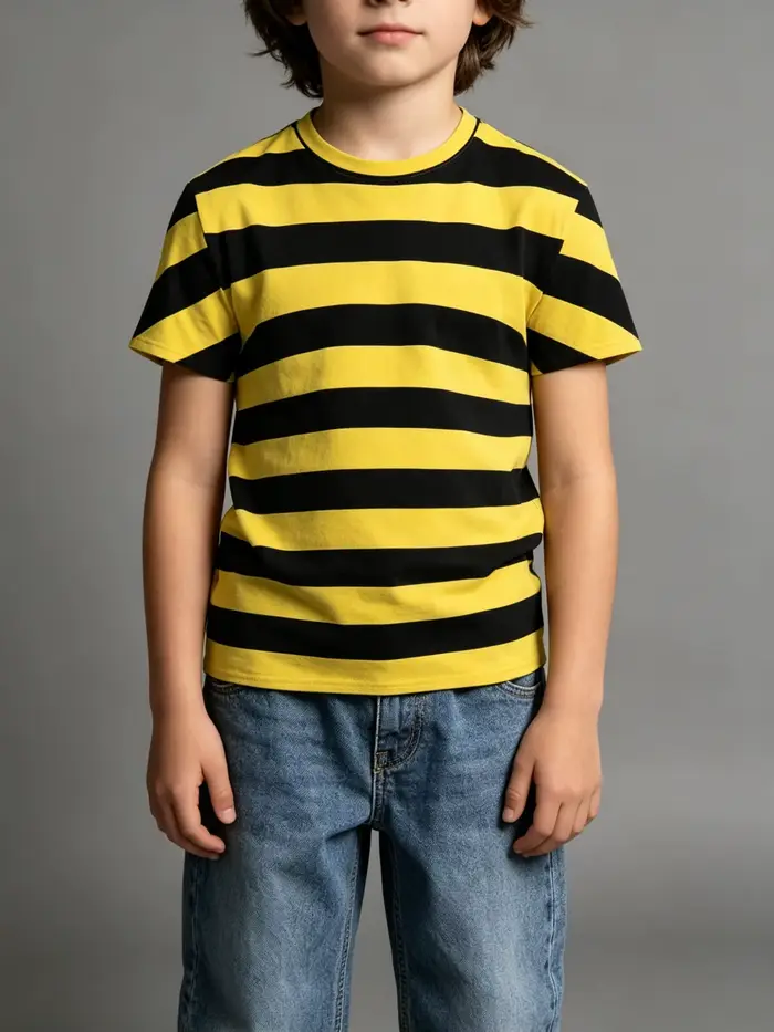 T-shirt personnalisé à rayures abeilles noires et jaunes pour hommes