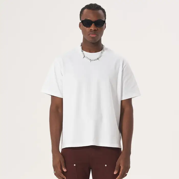 2025 nouveau Boxy Fit T-shirt à manches courtes hommes coton lourd épaule tombante