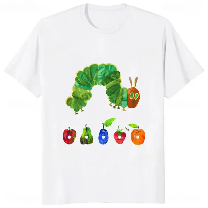 Le chenille très affamée dessin animé imprimé t-shirt Style d'été décontracté mode Couples vêtements Y2K Harajuku unisexe t-shirts