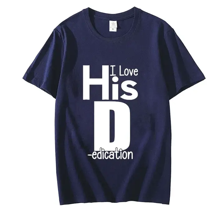T-Shirt à Imprimé I Love His D P pour Couples