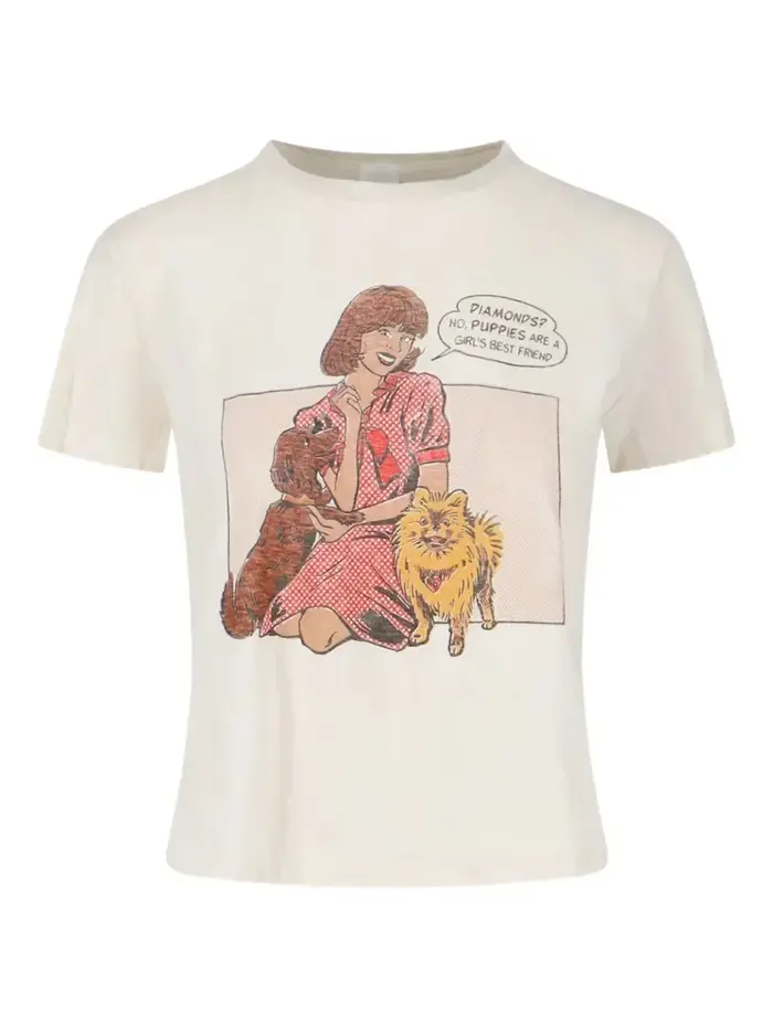 T-shirt en coton pour femme, nouvelle collection été 2026, manches courtes, col rond, imprimé personnage de dessin animé, haut polyvalent pour femme