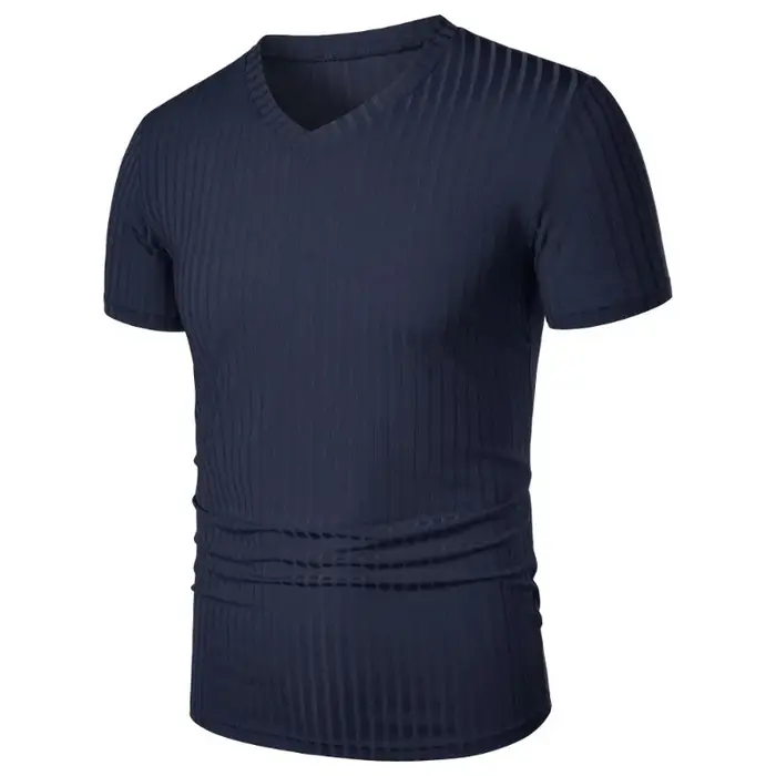 T-shirts musculaires à manches courtes pour hommes, col en V extensible, musculation, Streetwear lég