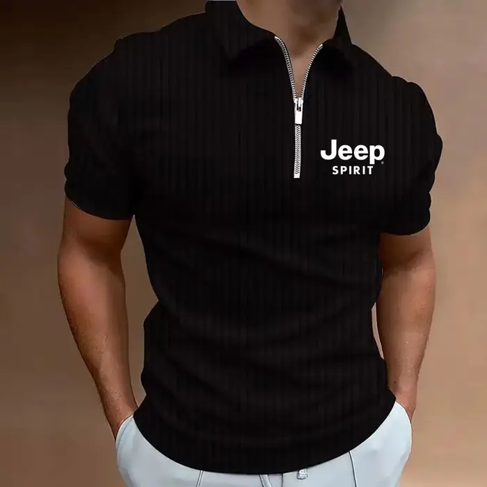 Polo à col zippé Jeep pour homme |   Vêtements de golf et de tous les jours respirants à rayures