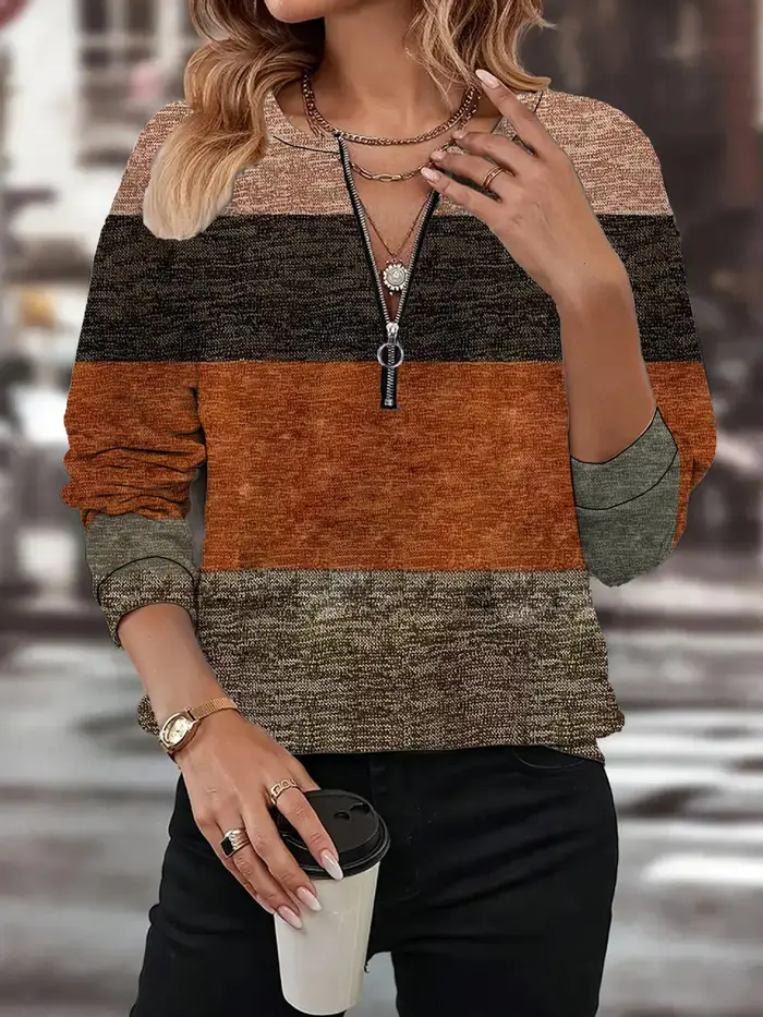 Grande taille femmes t-shirt mode à manches longues pull ample hauts femmes imprimé fleuri fermeture