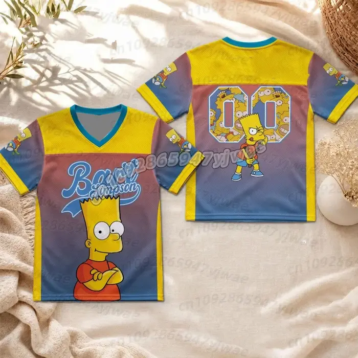 T-shirt à manches courtes pour filles et garçons, avec dessin animé Simpson, pour enfants, hommes, f
