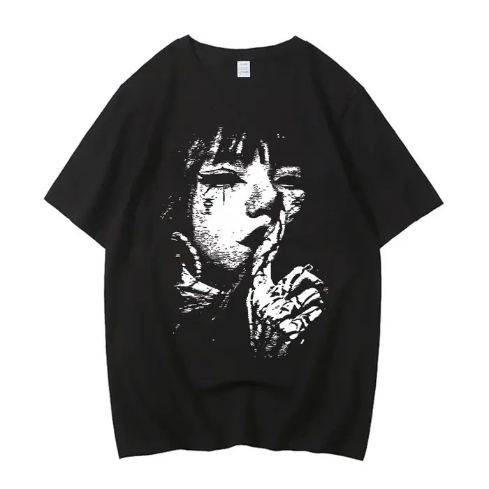 Junji Ito t-shirt fille à la mode 80s université graphique coloré esthétique