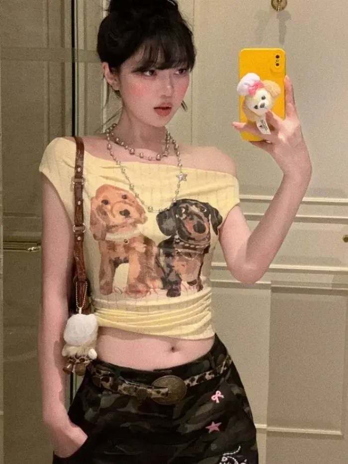 T-shirts courts hauts Sexy vêtements pour femmes imprimé chien