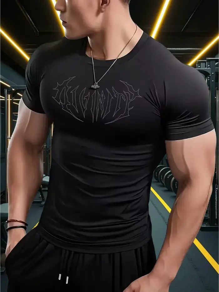 T-shirt de sport pour homme - Tissu respirant à séchage rapide, T-shirt de compression sportive à ma
