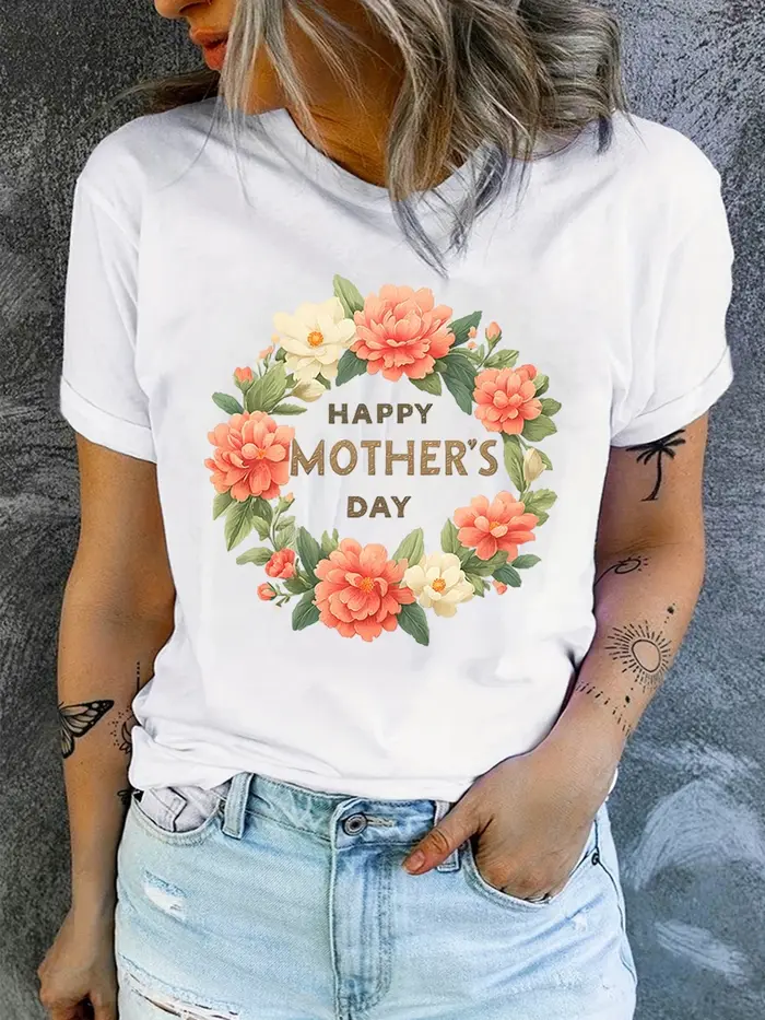 T-shirt mignon à fleurs de printemps pour la fête des mères