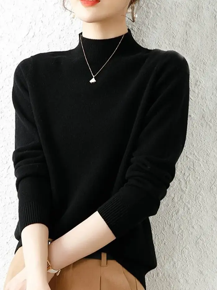 Automne hiver bas col roulé chandails femmes mode Chic Pull mince à manches longues tricoté Pulls doux chaud
