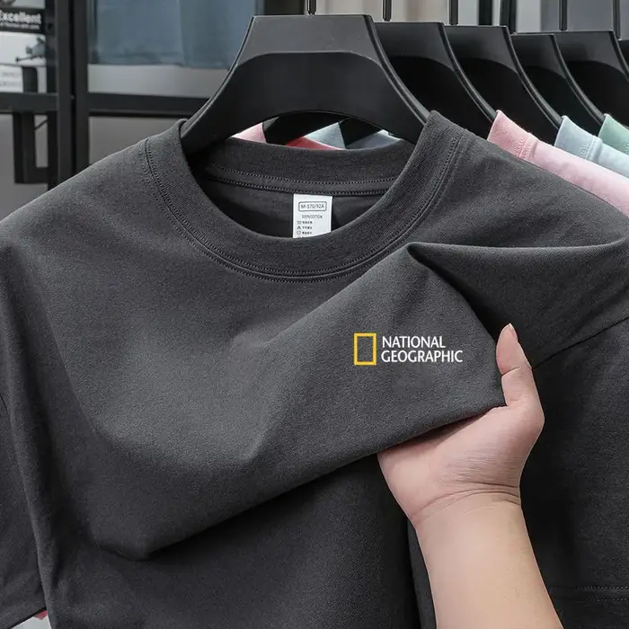 T-shirt 100 % coton National Geographic pour hommes et femmes