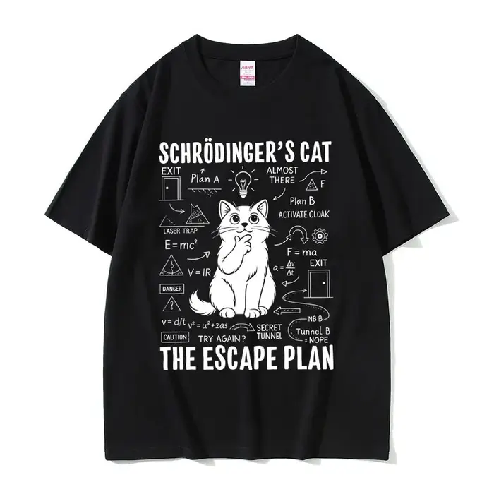 Schrodinger amoureux des chats drôle Meme T-shirt été hommes femmes décontracté coton Vintage Street