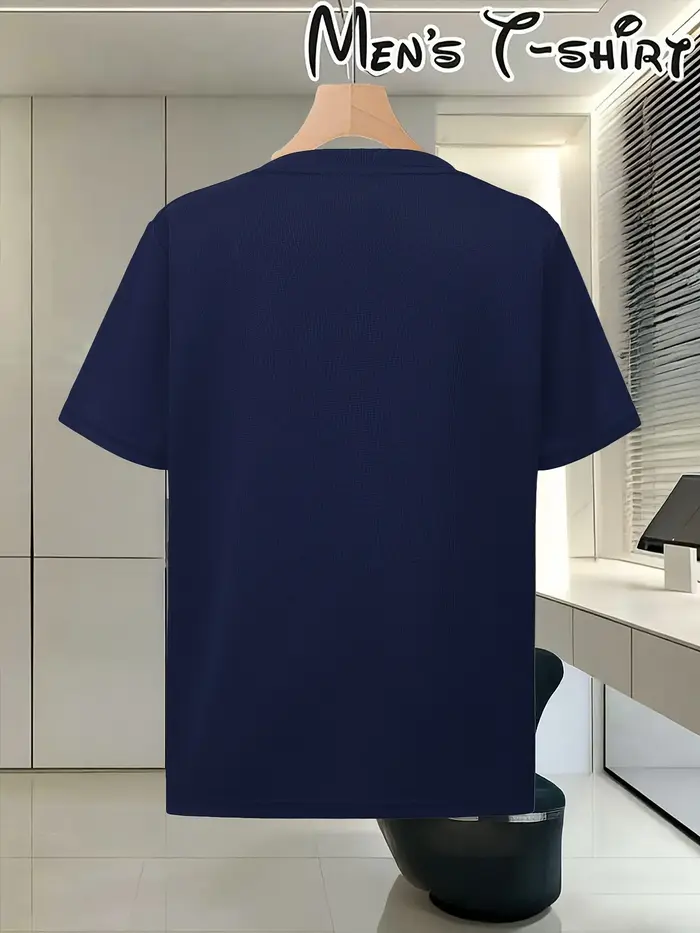 T-shirt imprimé simple coupe trapèze, col rond ample, manches courtes, style décontracté, respirant et doux pour la peau