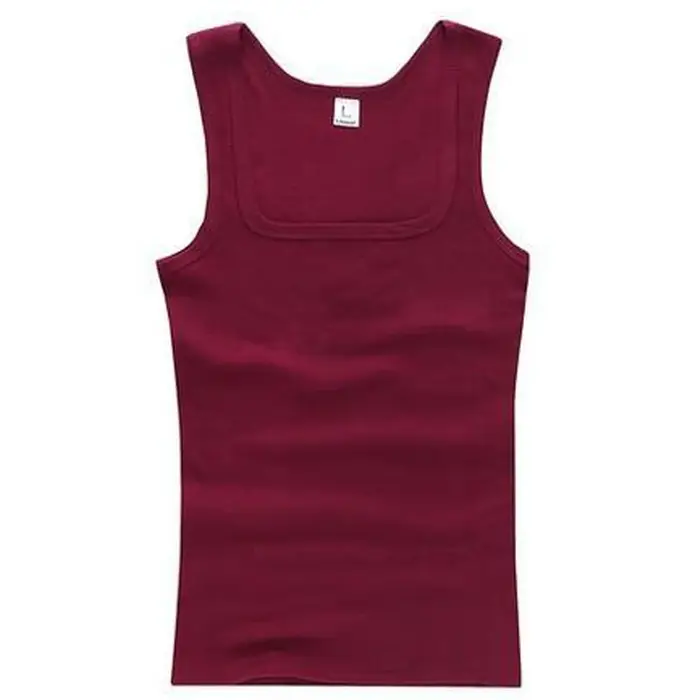 Couleur unie col carré débardeur coton hommes femmes gilet Fitness T-shirt sans manches musculation Gym T-shirts haut