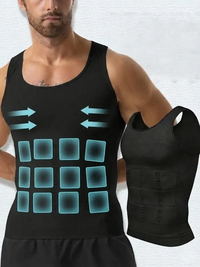 Débardeur de compression amincissant pour homme – Sous-vêtement sculptant pour le contrôle du ventre