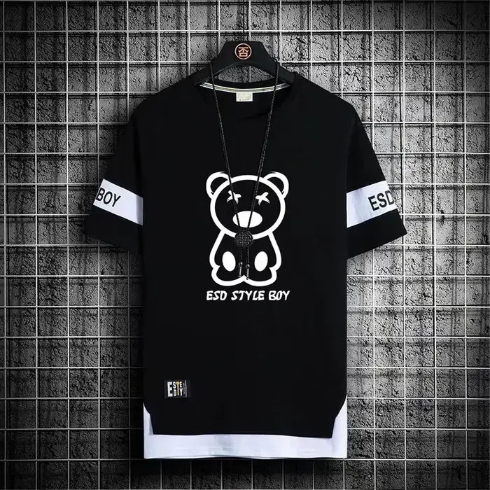 T-shirt pour hommes manches courtes hommes t-shirts Style coréen Streetwear imprimé Harajuku surdime