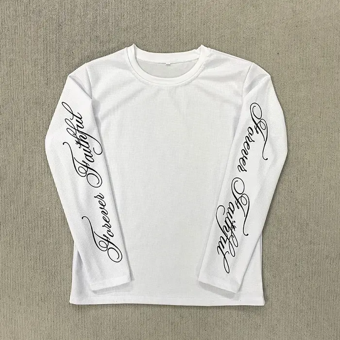 T-shirt à manches longues rétro américain Y2K, col rond décontracté, léger et respirant, imprimé let