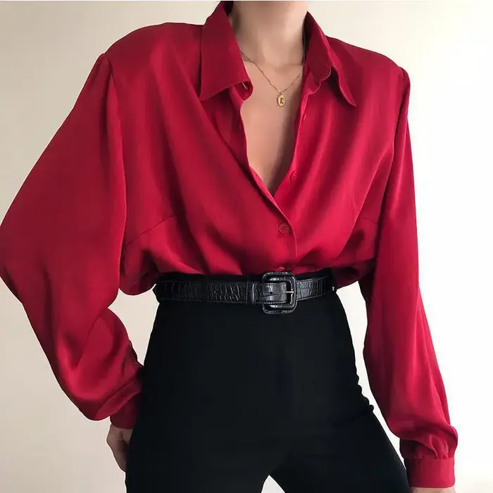 Chemises boutonnées à col rabattu pour femmes