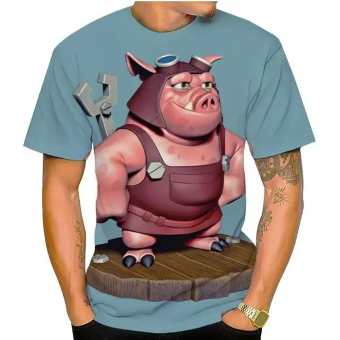 T-shirt graphique imprimé en 3D pour hommes