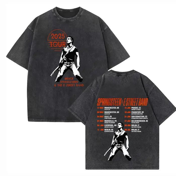 Bruce Springsteen et E Street 2025 Tour T-shirt Vintage col rond manches courtes coton T-Shirts