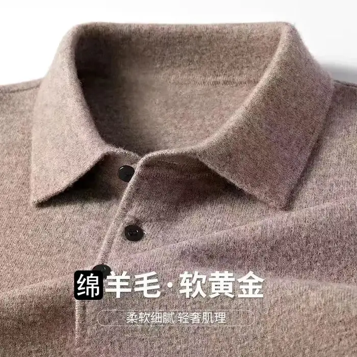 Polo pour hommes, doux, léger, chaud, tricoté, luxe, Simple, boutonné, pull à revers, vêtements d'af