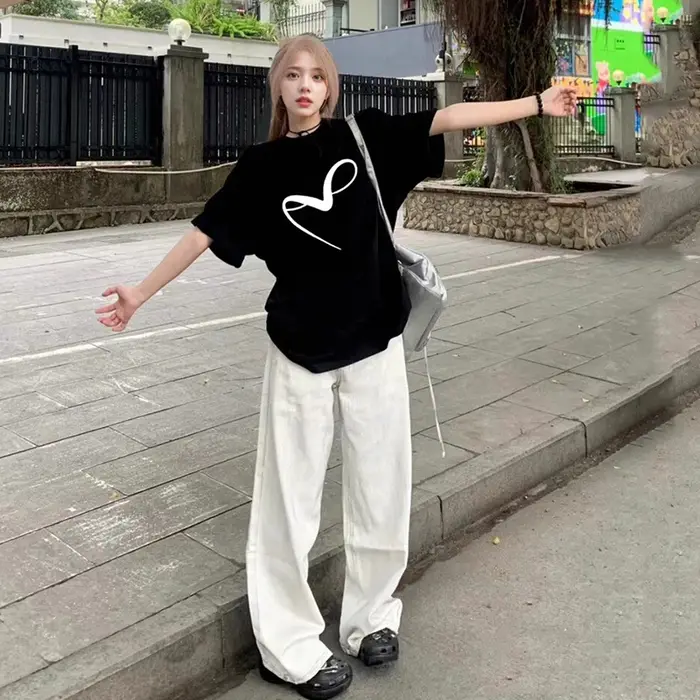T-shirt à manches courtes pour femmes, rétro américain, Design polyvalent, bas de marque tendance, a