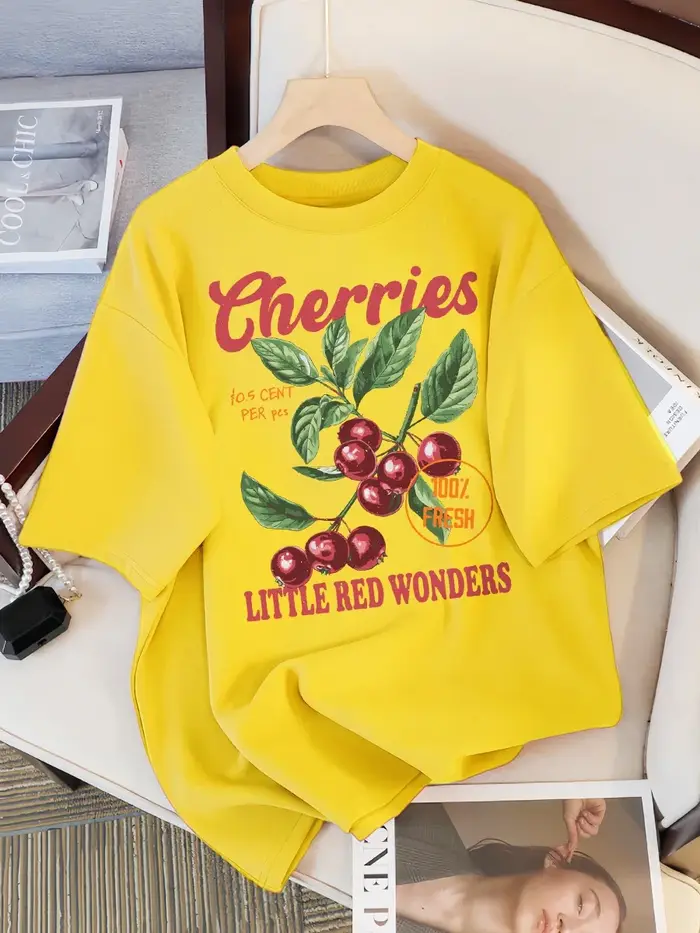 Cerises fraîches petites merveilles rouges conception femmes T-Shirt décontracté t-shirts Hip Hop femme vêtements de sport été capote