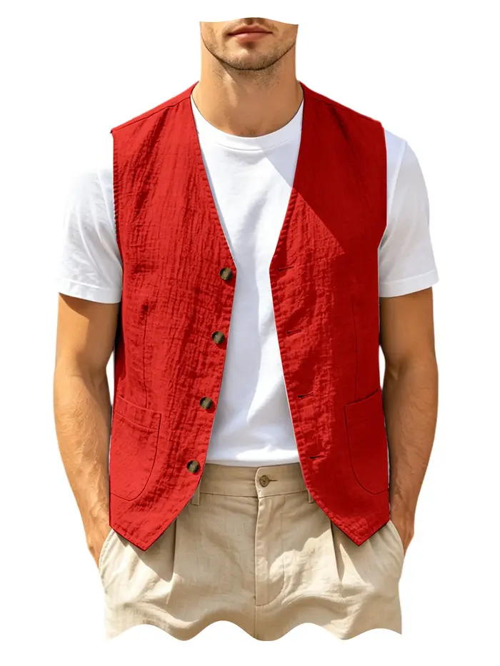 Gilet décontracté en lin pour hommes