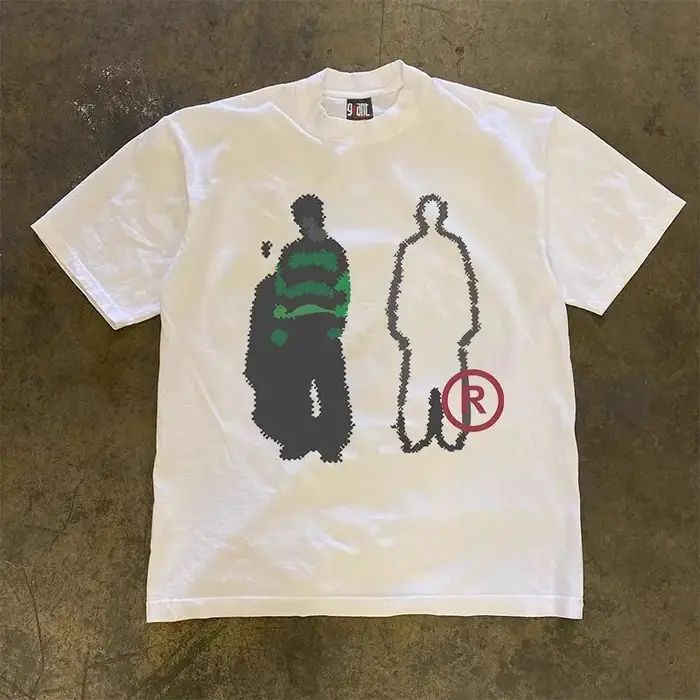 Mode Y2K Hiphop imprimé 100% coton hommes femmes T-shirt été automne quotidien Sports de plein air fête décontracté ampl