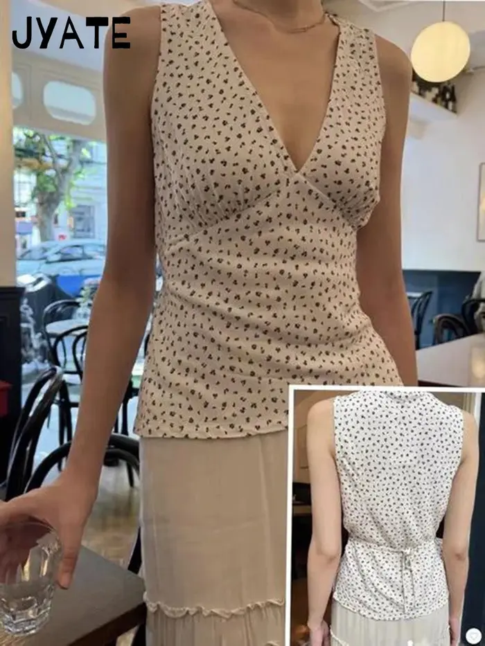 Jaune mince col en v débardeur femmes été décontracté Simple coton sans manches gilet propre fille P