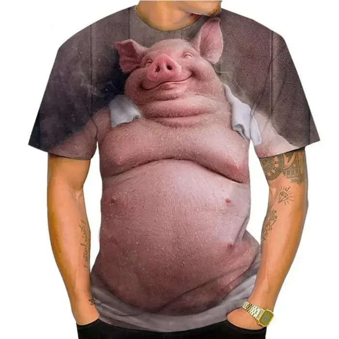 T-shirt graphique imprimé en 3D pour hommes