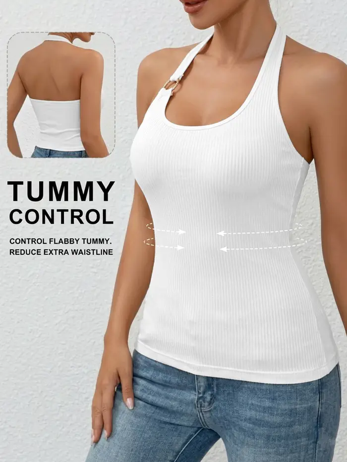 Débardeur côtelé pour femme à col halter