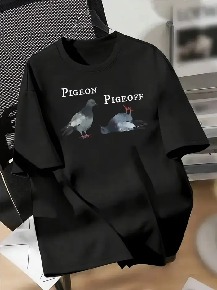T-shirt pour homme en coton 100% de qualité supérieure avec impression drôle de pigeon