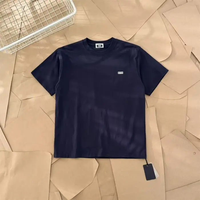 T-shirt KITH en coton de haute qualité pour hommes et femmes, à manches courtes, coupe ample, avec étiquette simple, idéal pour le bureau et les trajets quotidiens