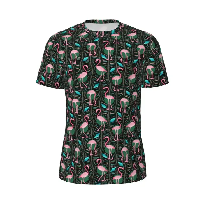 T-Shirt imprimé oiseaux mignons rose flamant Art mode T-Shirts de sport à manches courtes