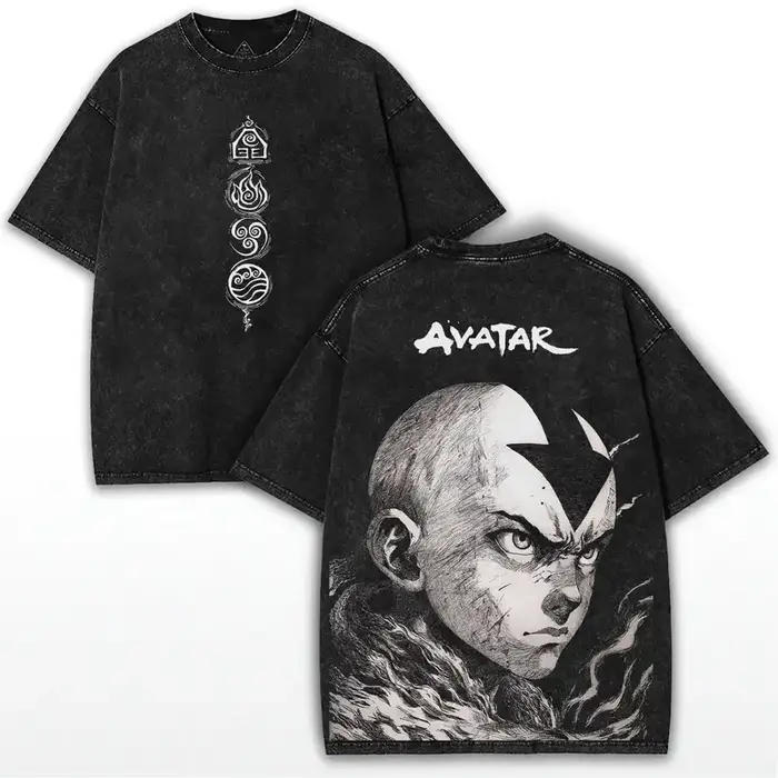 Avatar: le dernier maître de l'air Anime Aang graphique T-shirt décontracté lavé T-shirt hommes femm