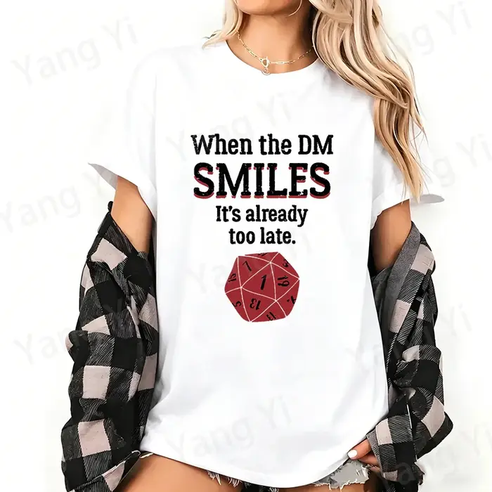 T-shirt unisexe en coton imprimé DM pour jeux de rôle sur table