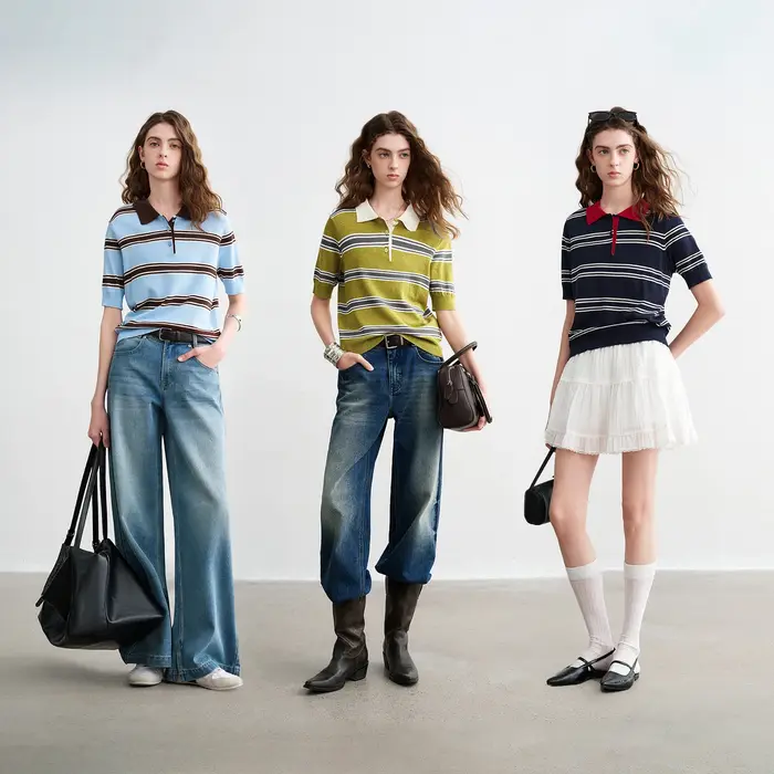 TOYOUTH – Polo à rayures intellectuelles pour femmes