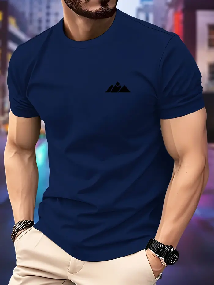 Nouveau t-shirt de sport pour homme - T-shirt style printemps/été avec imprimé lettres et manches co