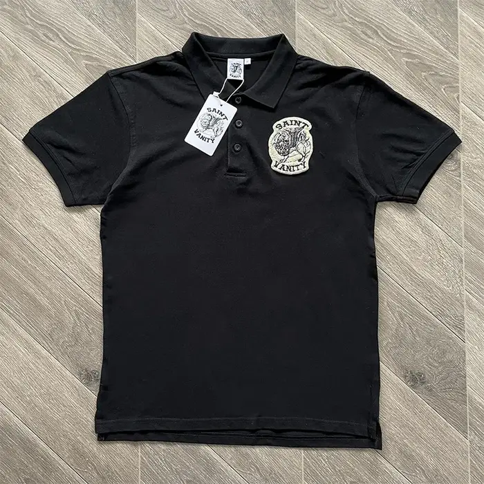 Polo décontracté en coton à manches courtes SAINT VANITY avec imprimé lettres simple