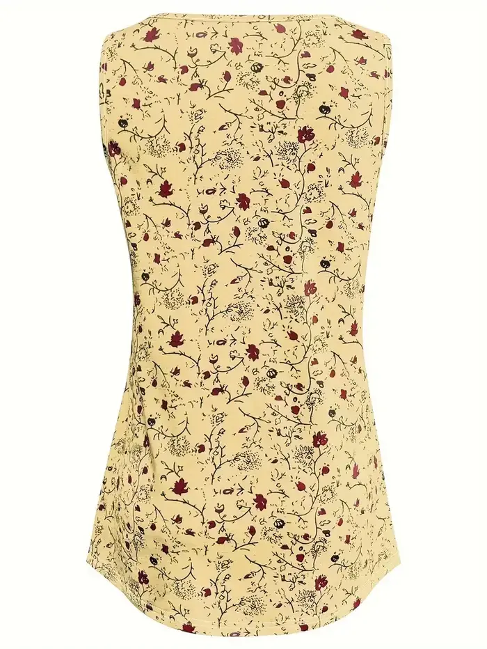 Grande taille 1XL-5XL femmes mode été petit imprimé fleuri débardeur dames décontracté sans manches col rond